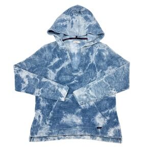 Faherty Hoodie Sweatshirt Womens Size Small Blue Indigo Tie Dye Poncho Casual